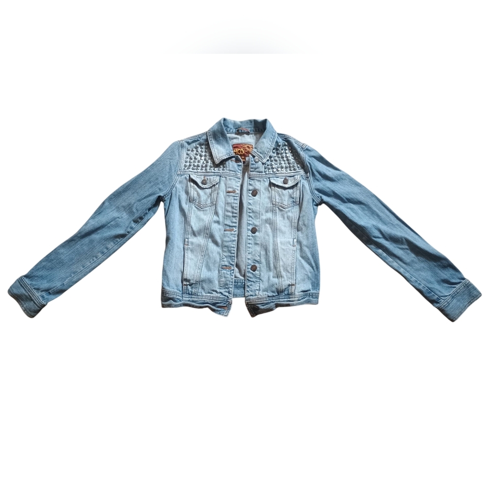 Hollister Trucker Jacket Child M Denim Studded Button Up Stretch Classic Core